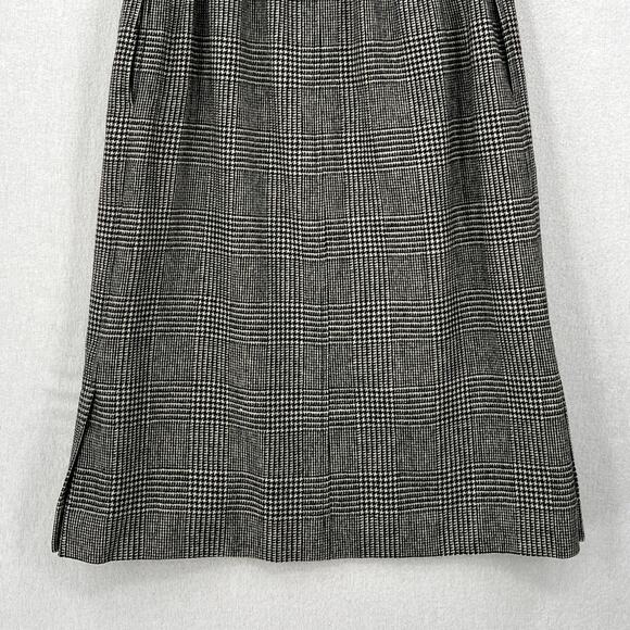 VINTAGE 70s SAINT LAURENT Wool Houndstooth Plaid Pencil Skirt XS Black White - Picture 7 of 16